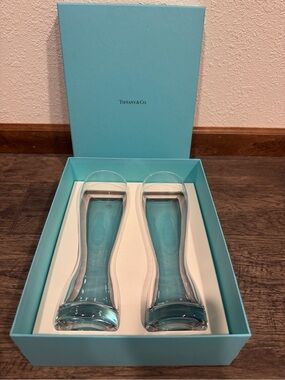 Tiffany & Co. Crystal Wheat Pilsner Beer glass set NIB